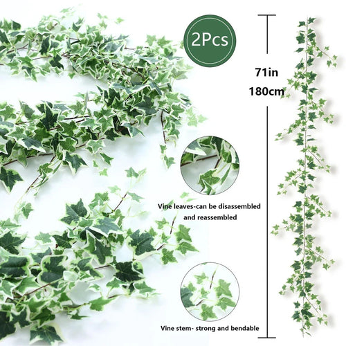 70"Artificial Ivy Green White Border Clearance Fake Plants For Wedding Decora